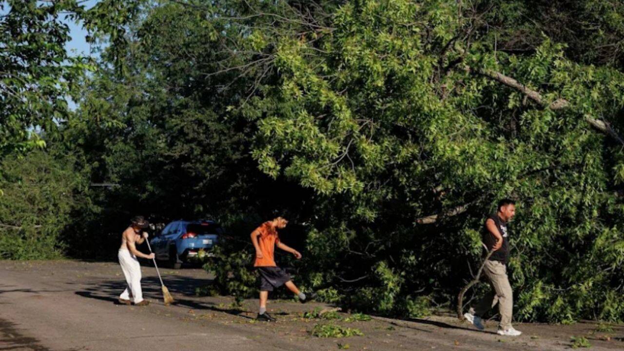 Strong winds and heavy rain swept through the area Friday evening.