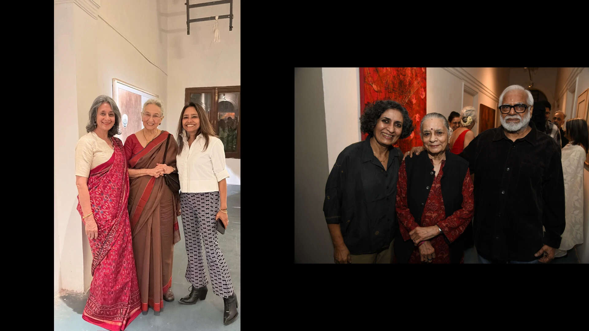(L-R) Tunty Chauhan, Nilima Sheikh, Dr Deepanjana;  (L-R) Seema Kohli, Madhvi and Manu Parekh