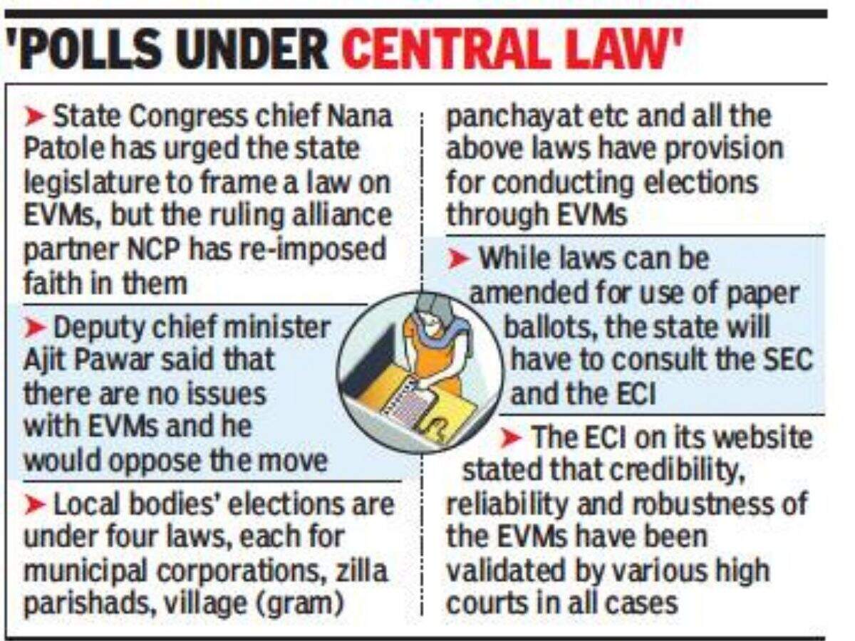 Maharashtra Can T Frame Laws On Use Of Evms Eci Officials Pune News Times Of India