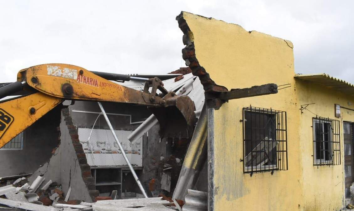 The illegal structure was demolished by the civic body.