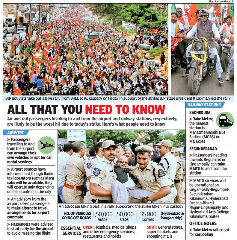 Hyderabad Bandh Today 12 Hour Bandh To Stop Hyderabad In Its Tracks Today Hyderabad News Times Of India