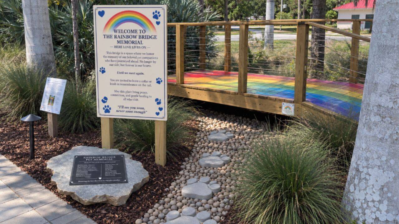 The Rainbow Bridge Pet Memorial is now a permanent part of the Alliance for the Arts campus