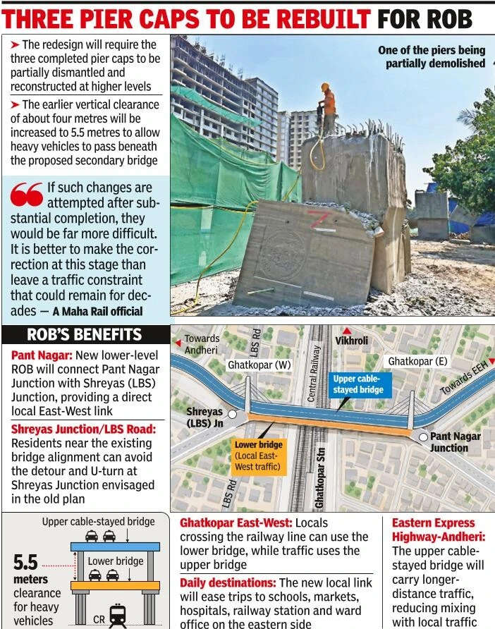 Ghatkopar road overbridge redesigned after 30% work