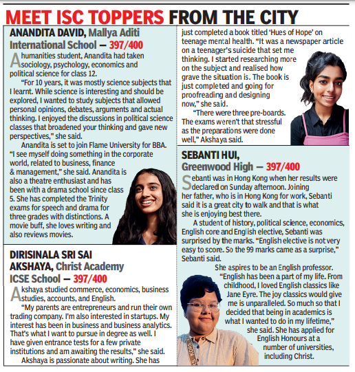 ICSE toppers from Bengaluru