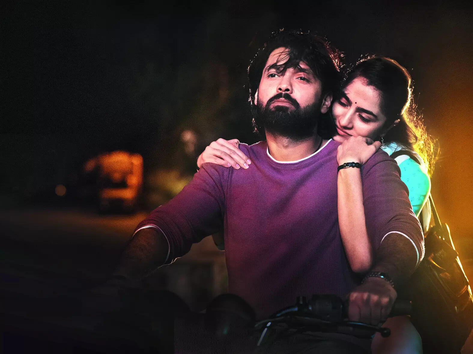 Rakshit Shetty and Rukmini Vasanth in a still from Sapta Sagaradaache Ello