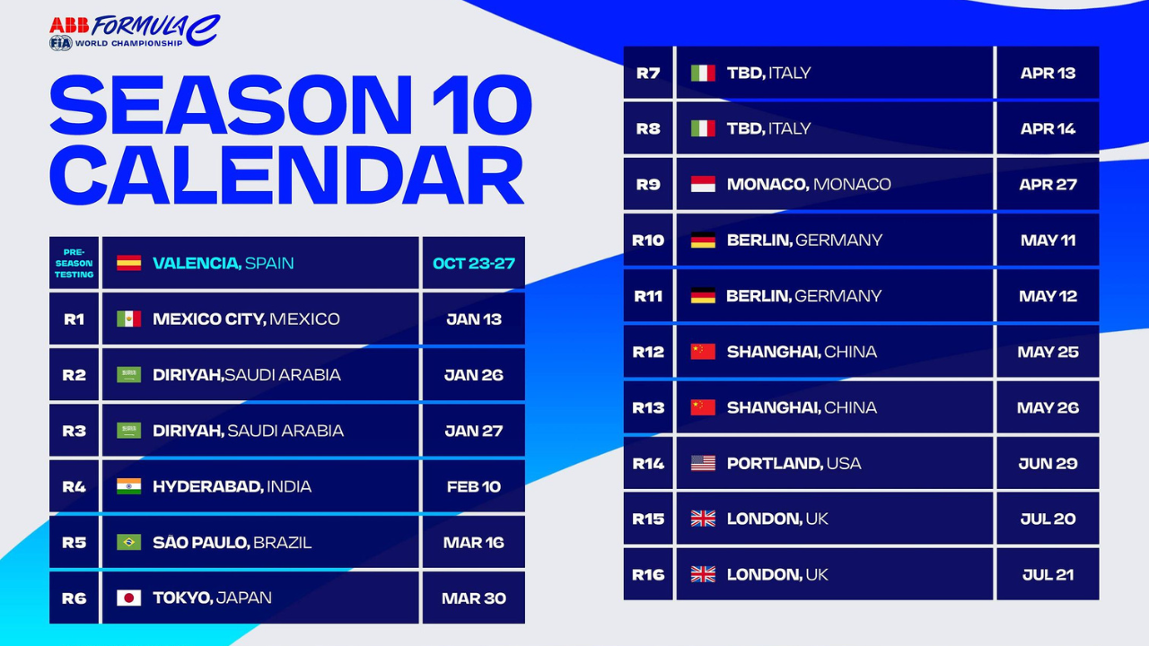 Formula E calendar