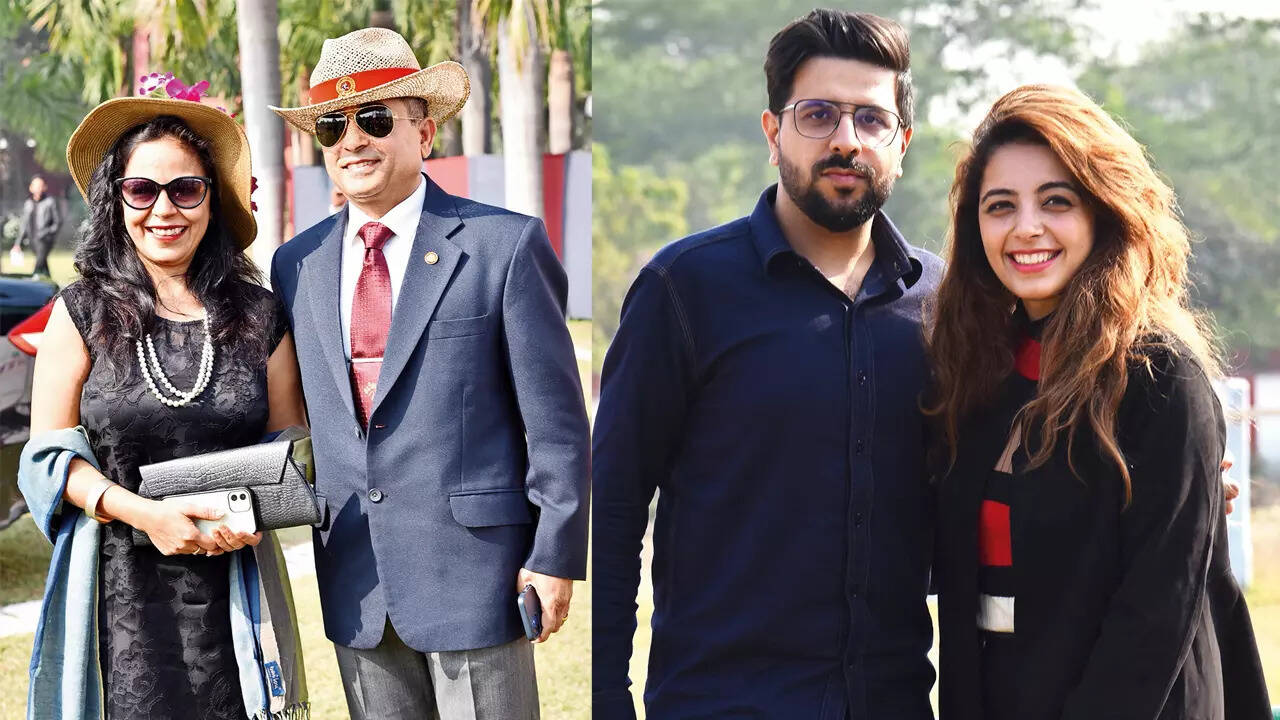 (L) Shikha Seth and Maj Gen Salil Seth (R) Saksham and Diksha Batra