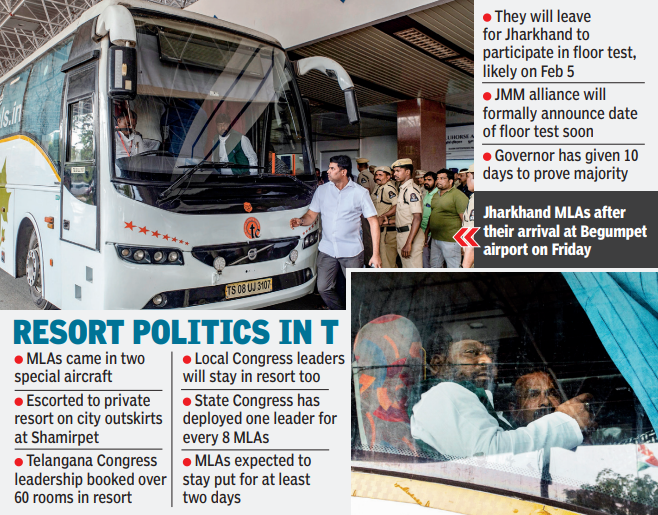 Jharkhand MLAs land in Hyd for ‘safekeeping’ till floor test