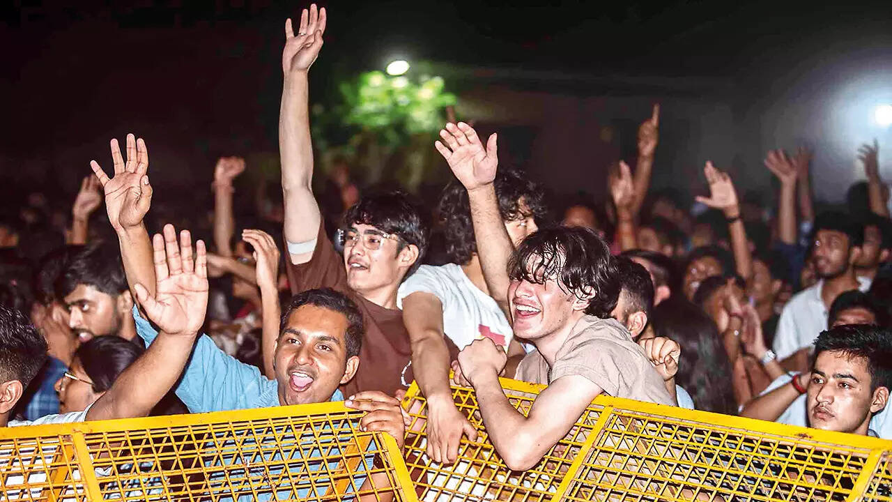Excited students at the fest