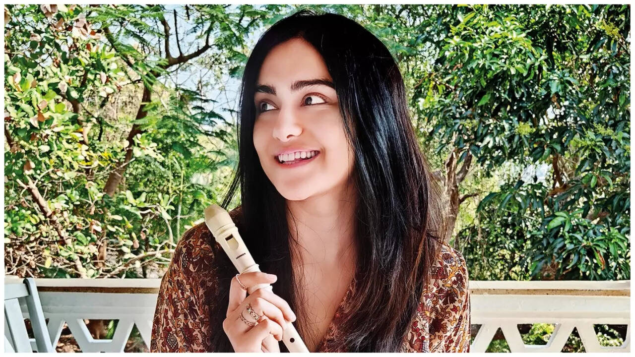 Adah Sharma in her music room