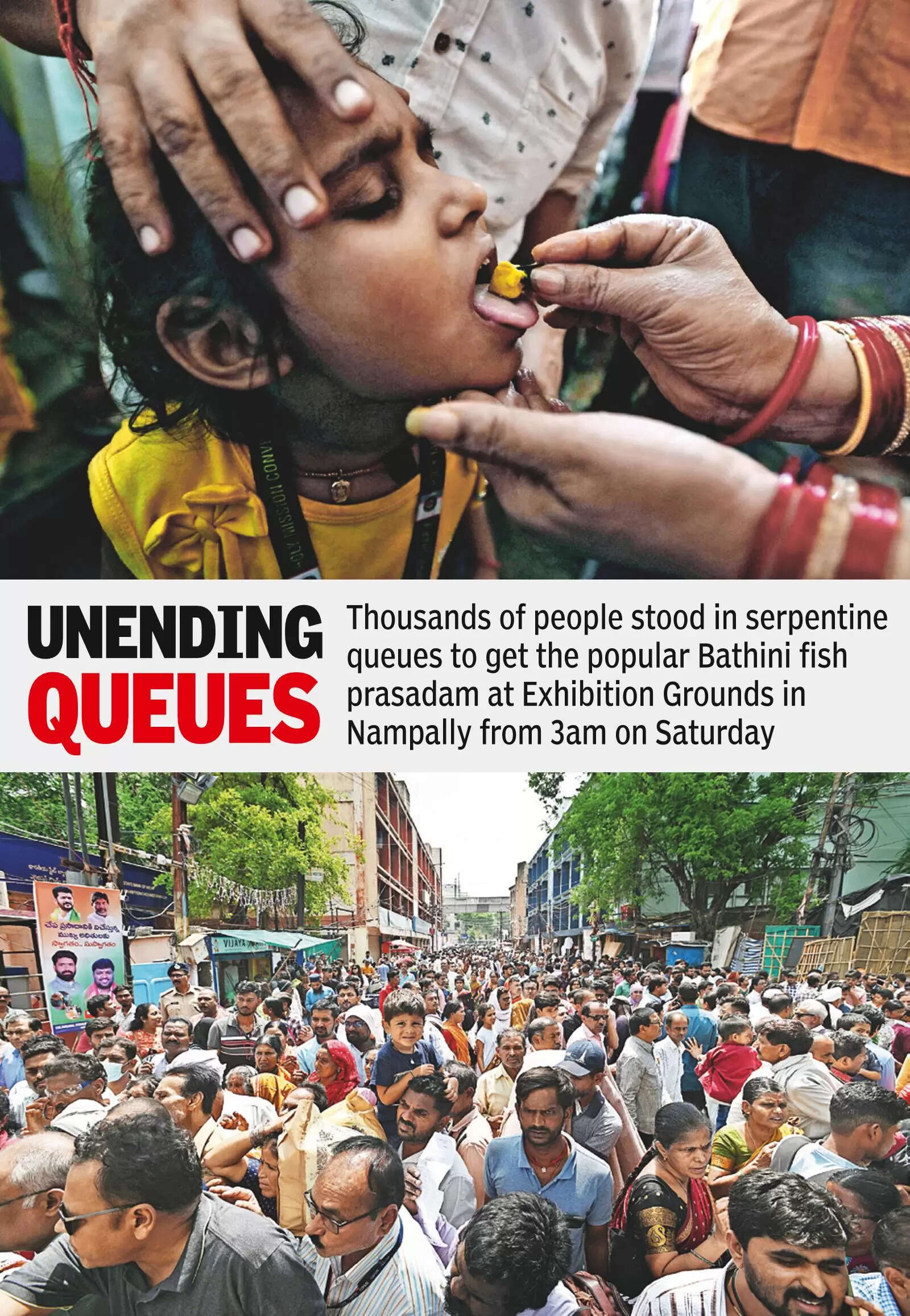 Thousands take Bathini’s fish prasadam on first day