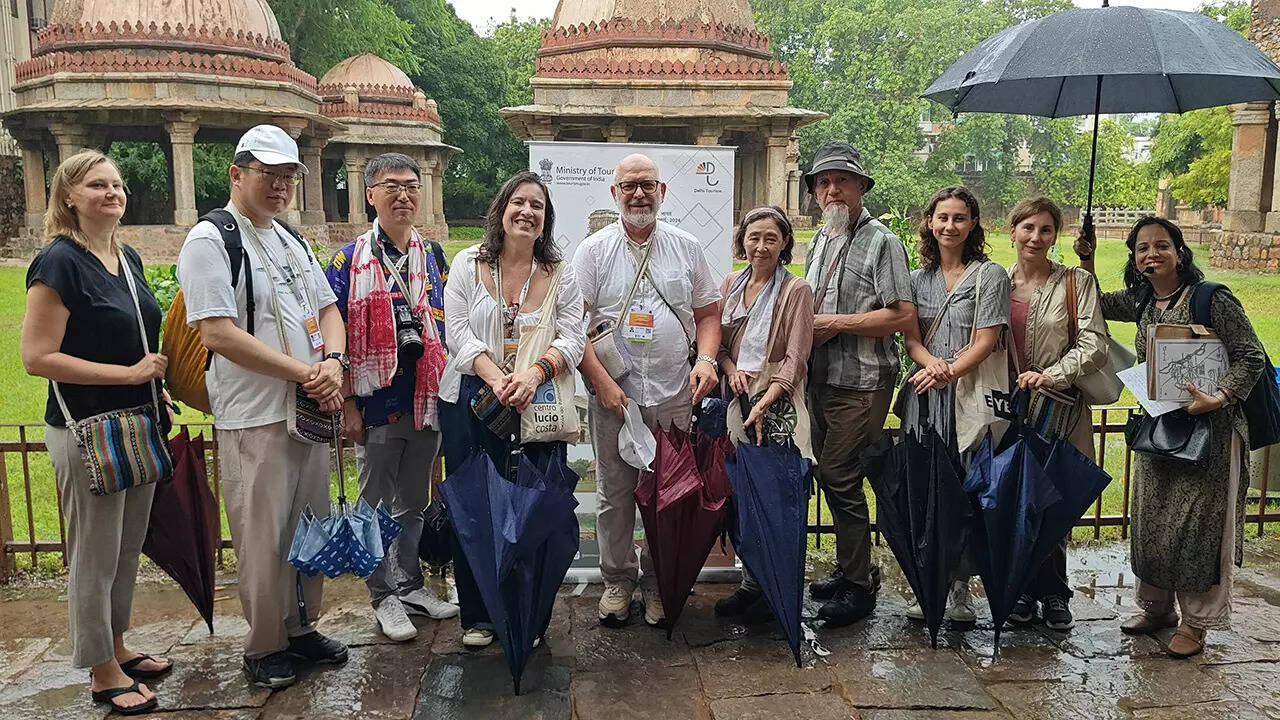 Storyteller Nitika Arora takes delegates around Hauz Khas precinct on a rainy morning