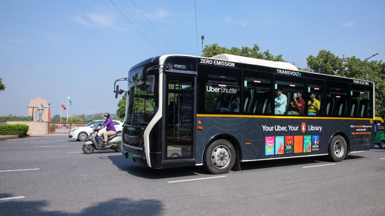 The new fleet of electric shuttle buses will come stocked with popular books.