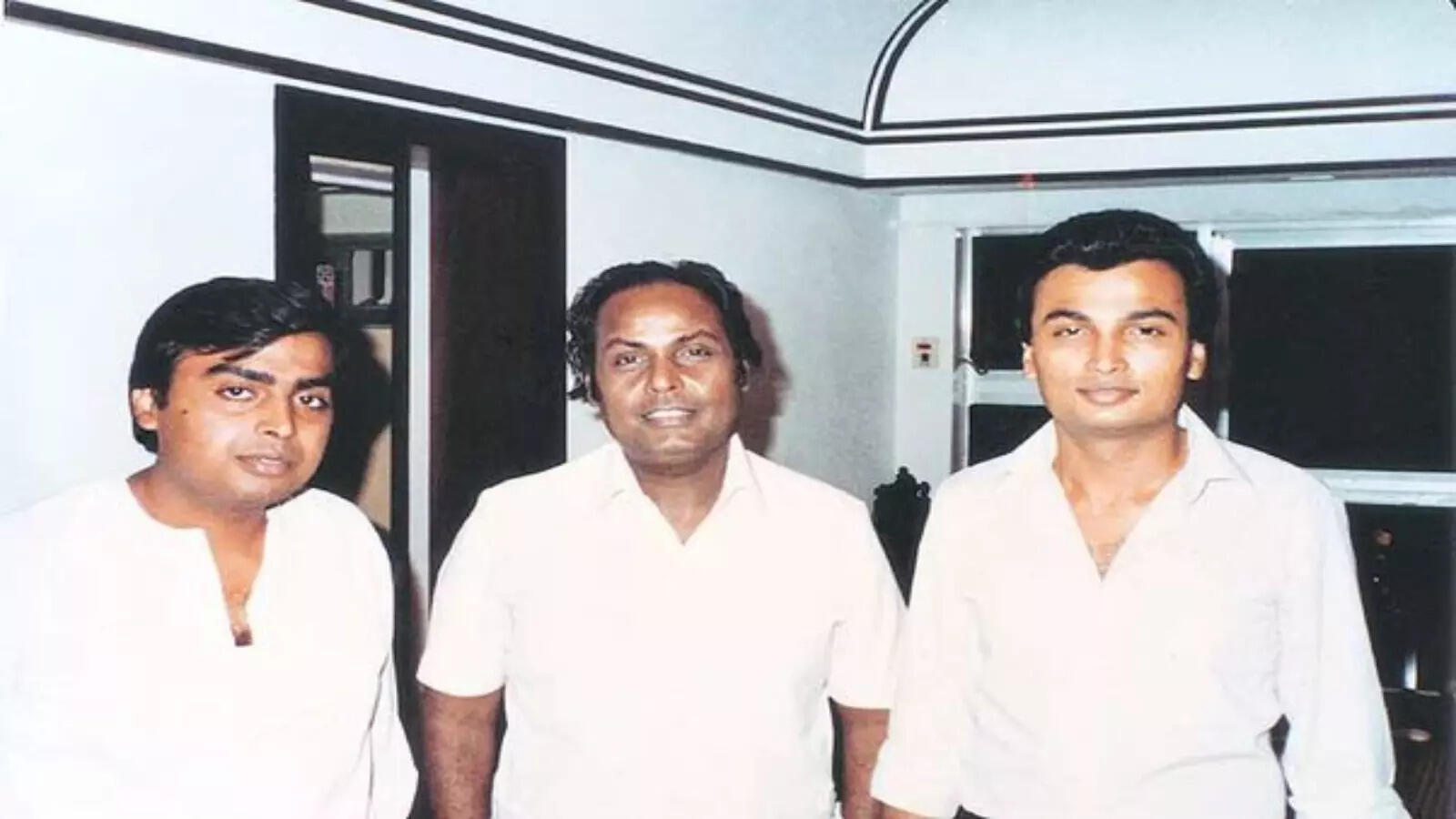Mukesh Ambani with his Father and Brother
