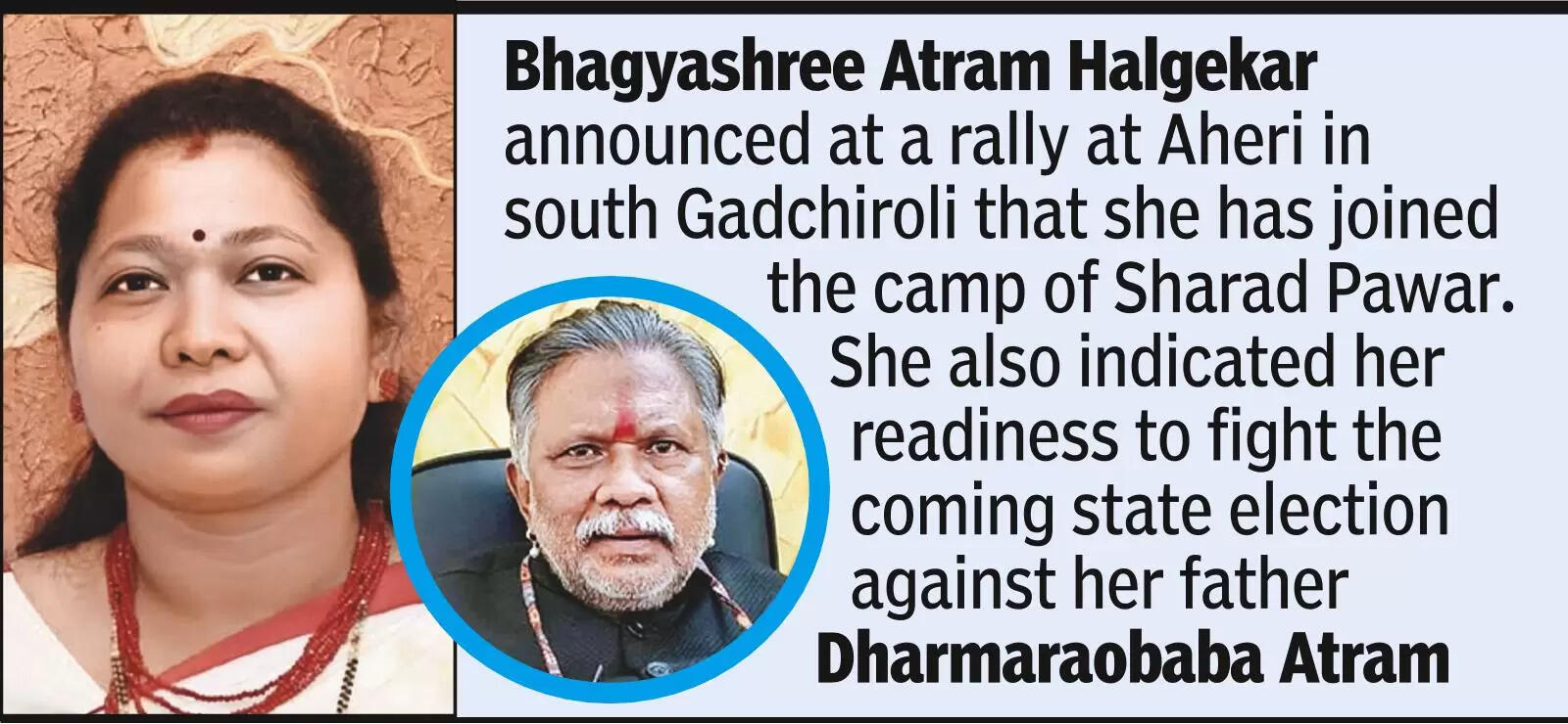 Royal divide in Atram family, Bhagyashree joins NCP (SP) group