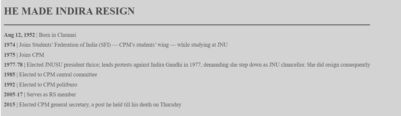 Yechury past life