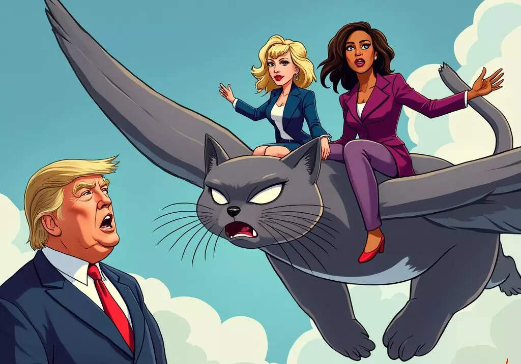 Trump vs Single Cat Ladies (AI Image Generated by Grok-2)