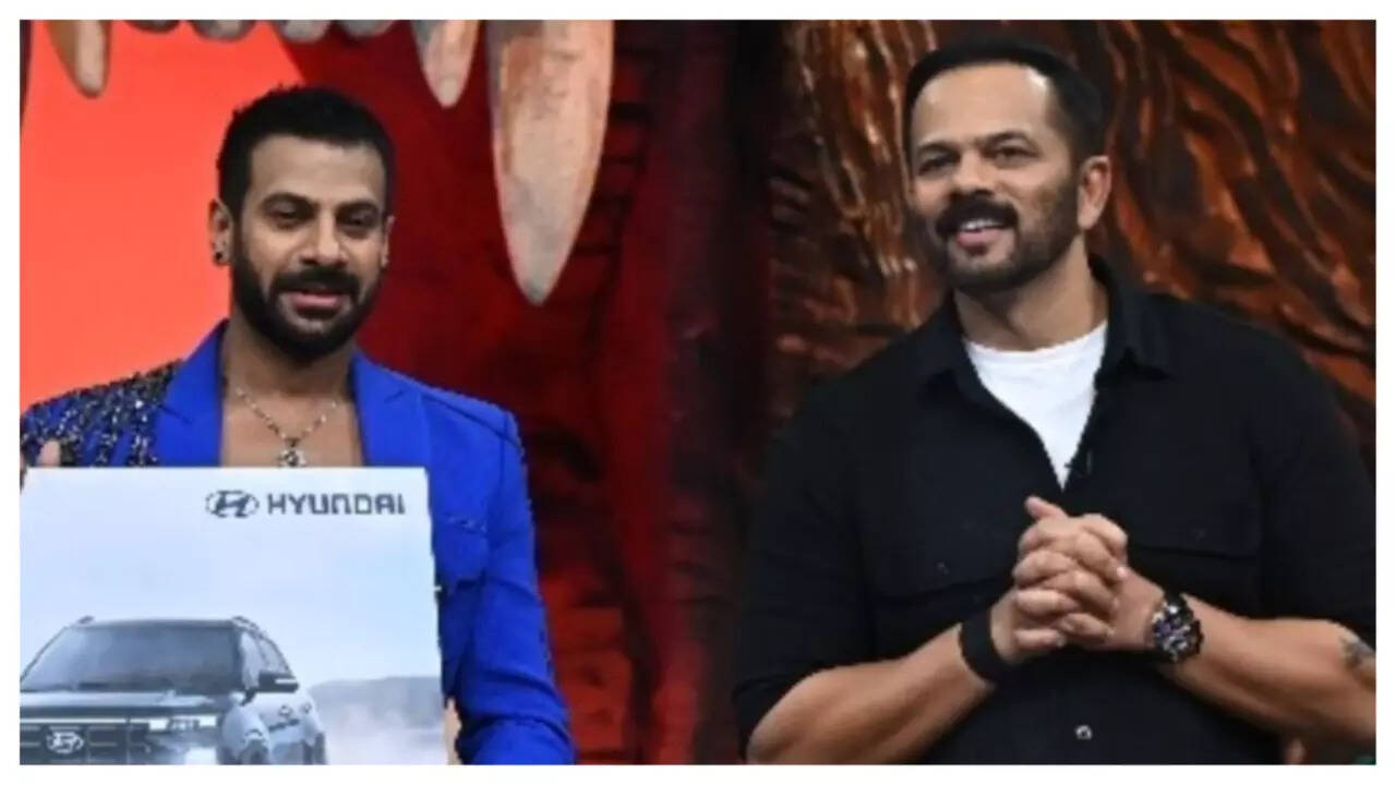 Karan with host Rohit Shetty after winning Khatron Ke Khiladi 14