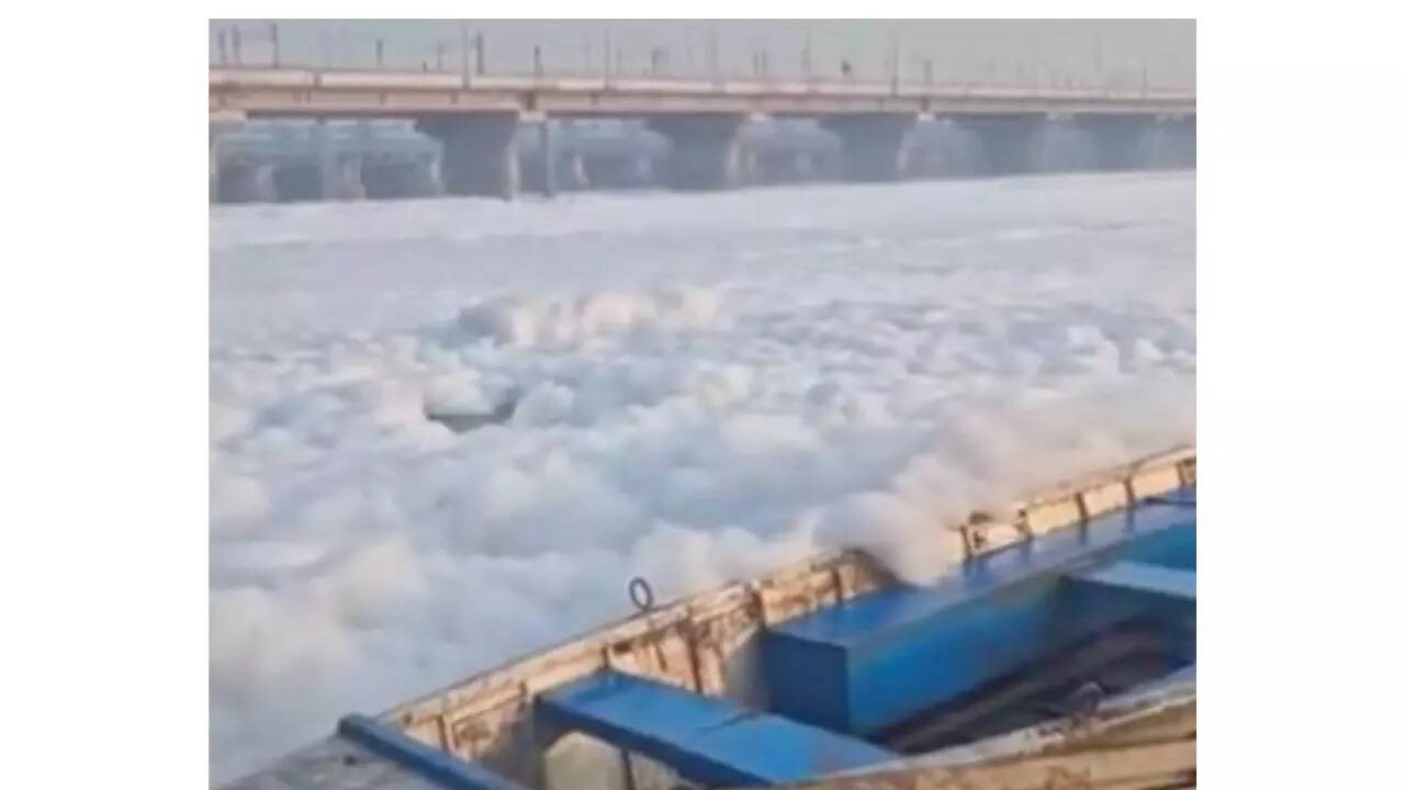 White foam in Yamuna