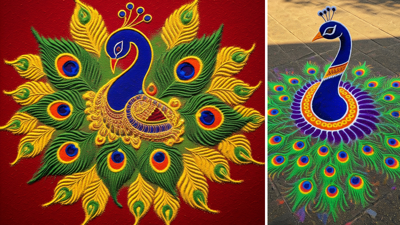 peacock rangoli Design