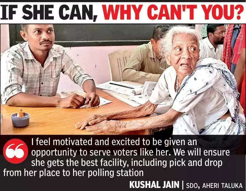 111-yr-old opts to walk to booth, is poll poster girl.