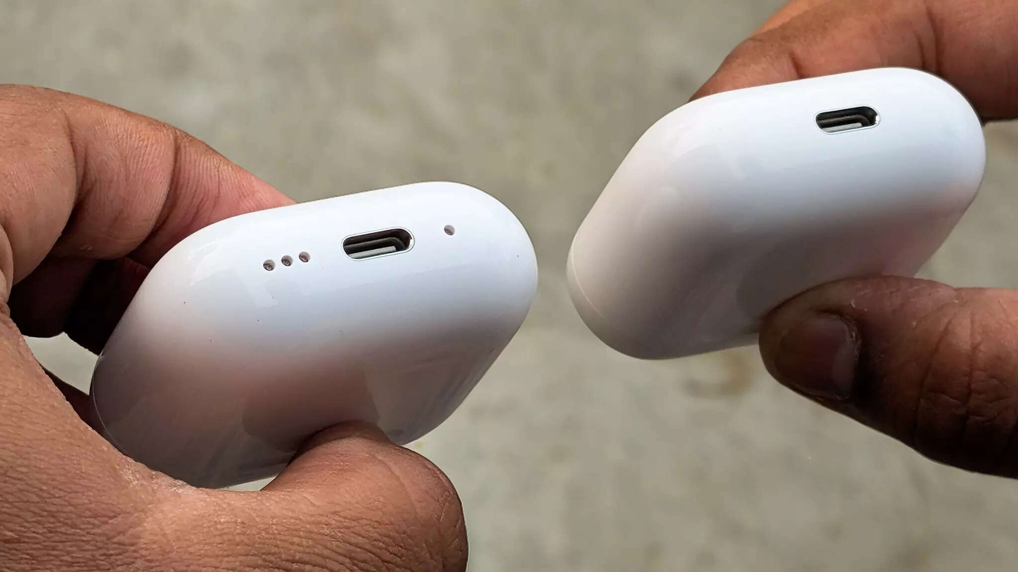 The regular AirPods are pretty clean on the bottom... just a USB-C port for charging