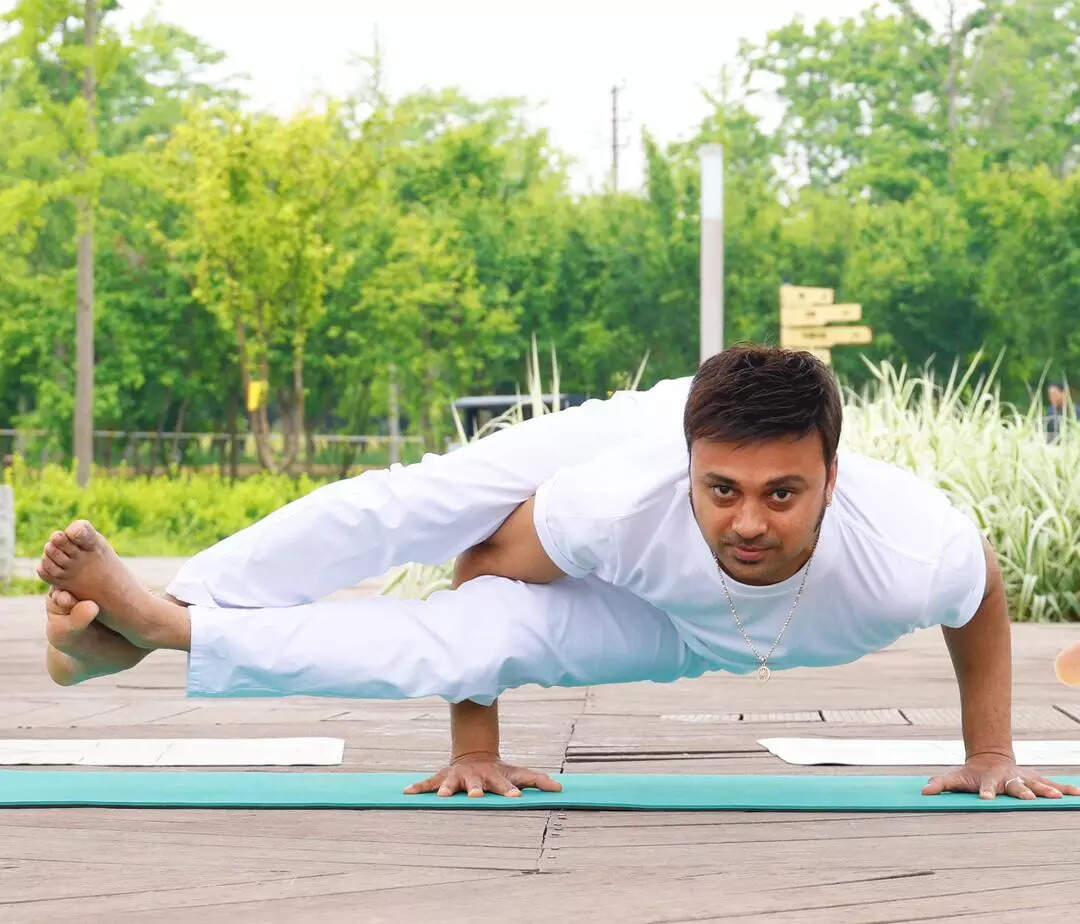 Konathala Vijay performing very difficult asana