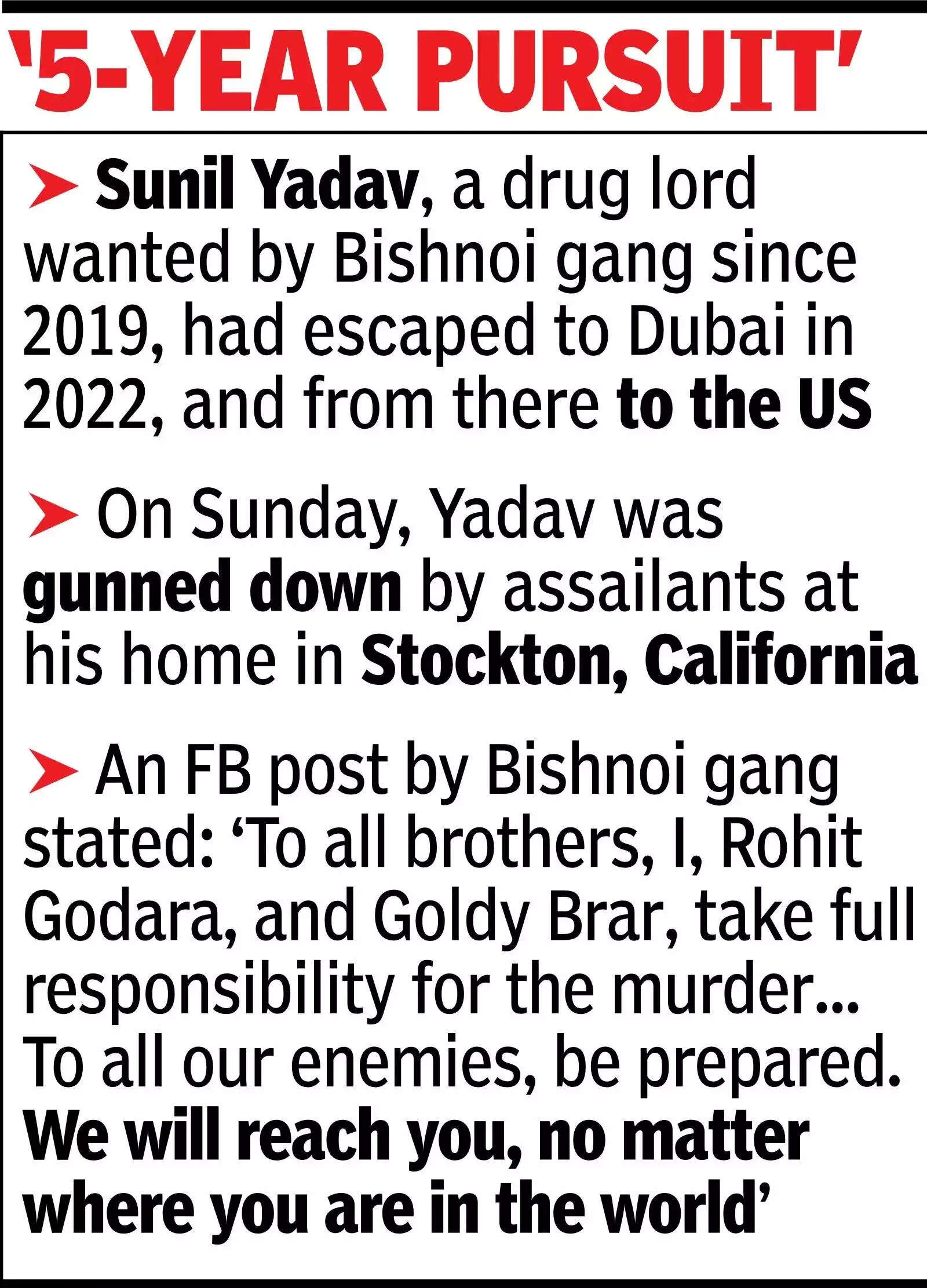 Revenge_ Bishnoi gang claims surface over a killing in California.