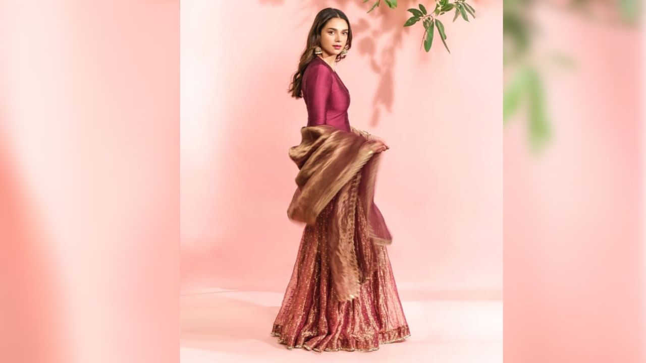 Aditi Rao Hydari in wine-hued sharara set
