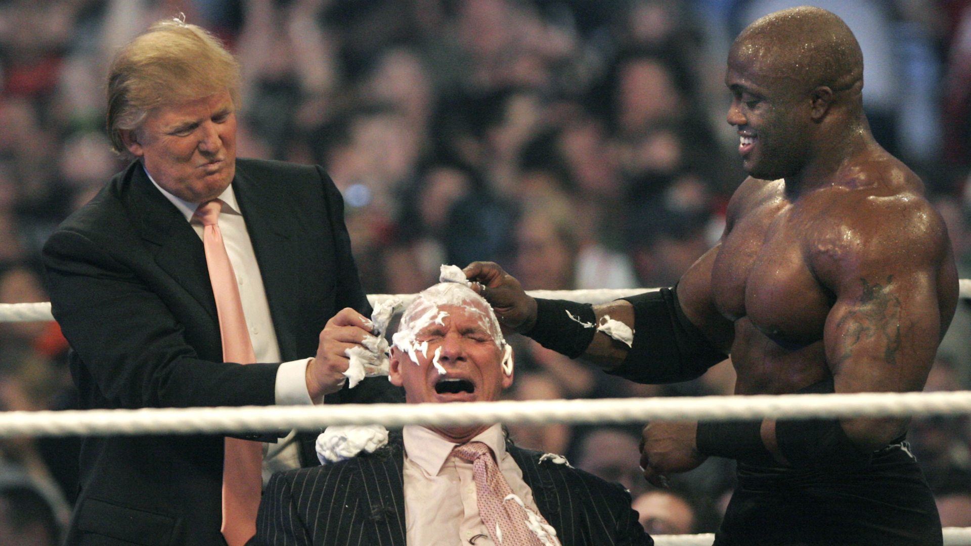 Trump at WrestleMania 23 Credits: WWE
