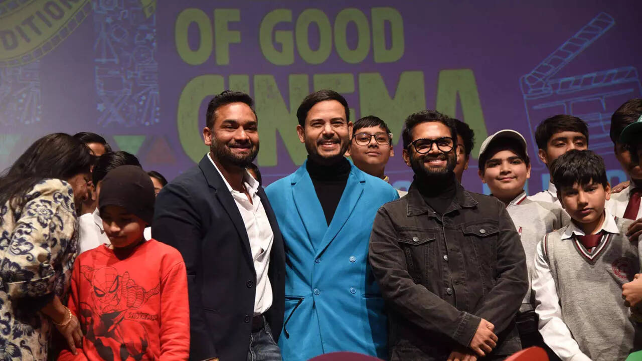 Anuj Tyagi, Jitendra Mishra Festival Director of the Smile International Film Festival for Children and Youth (SIFFCY), Sharib Hashmi at the screening