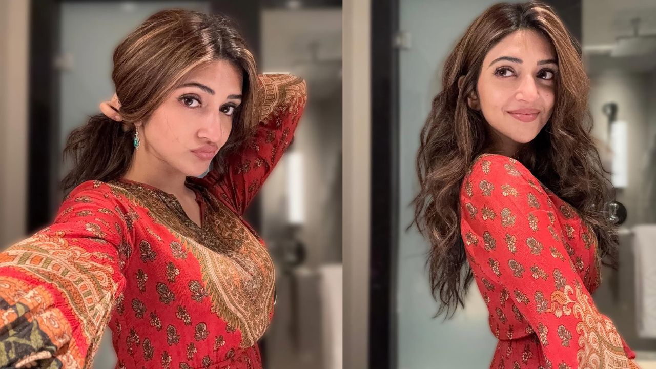 Sreeleela in red ethnic set