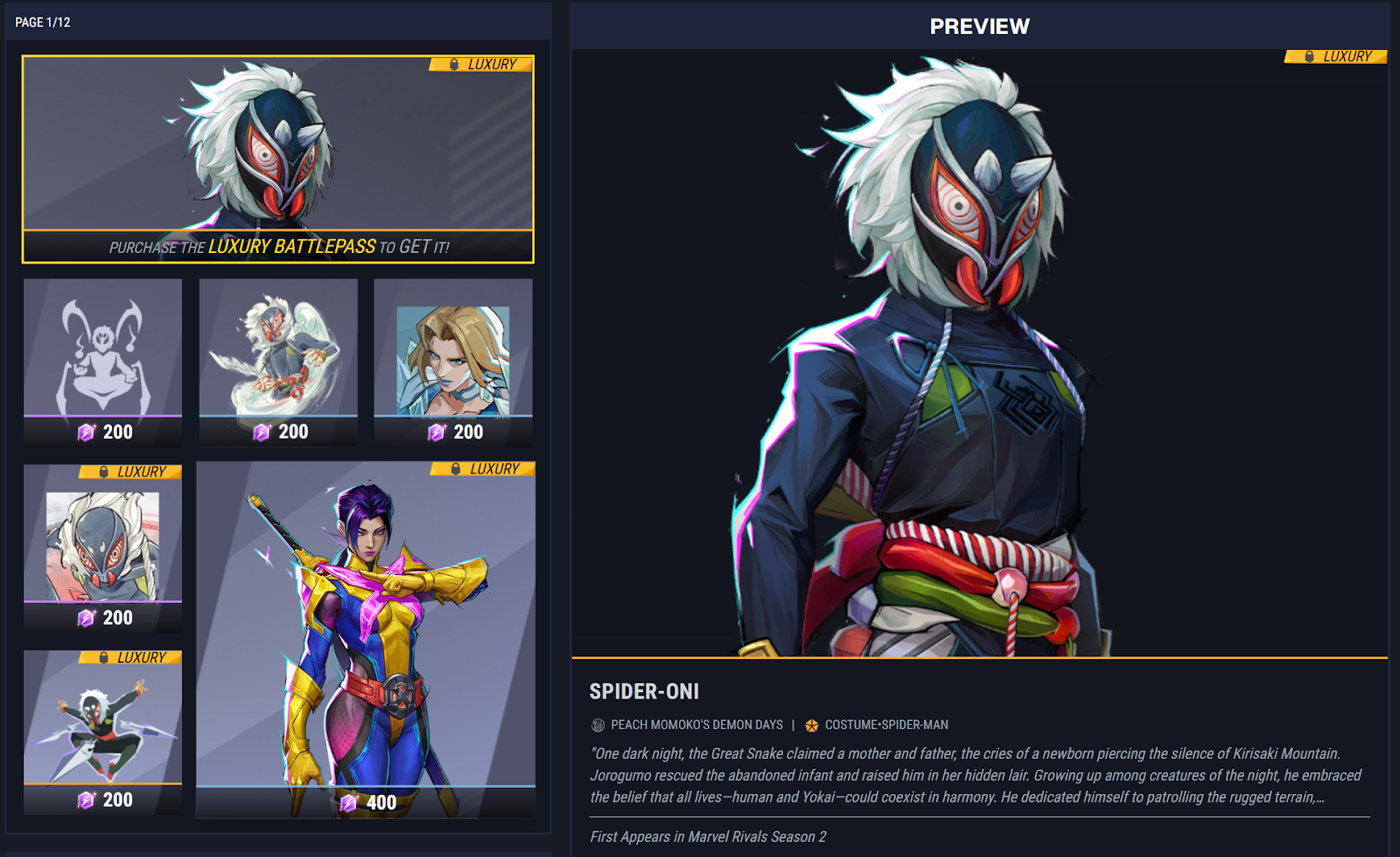 Page 1 of Marvel Rivals Season 2 Battle Pass