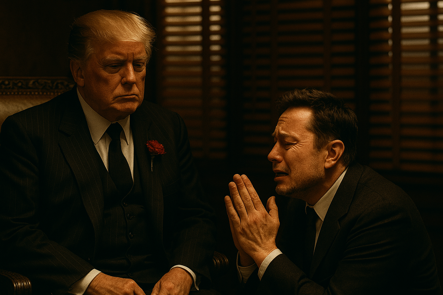 Elon Musk failed to convince Donald Trump (AI Image generated by Grok_