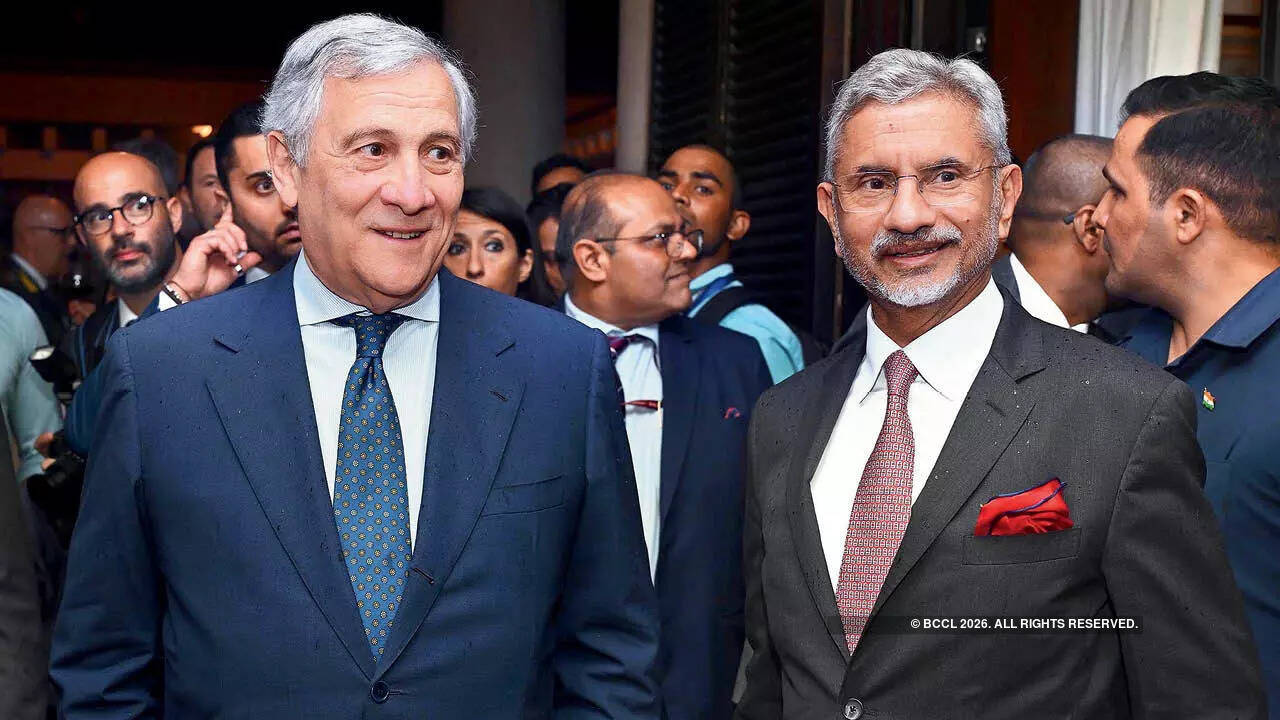Italian Deputy PM and Foreign Minister Antonio Tajani with S Jaishankar, Minister of External Affairs of India