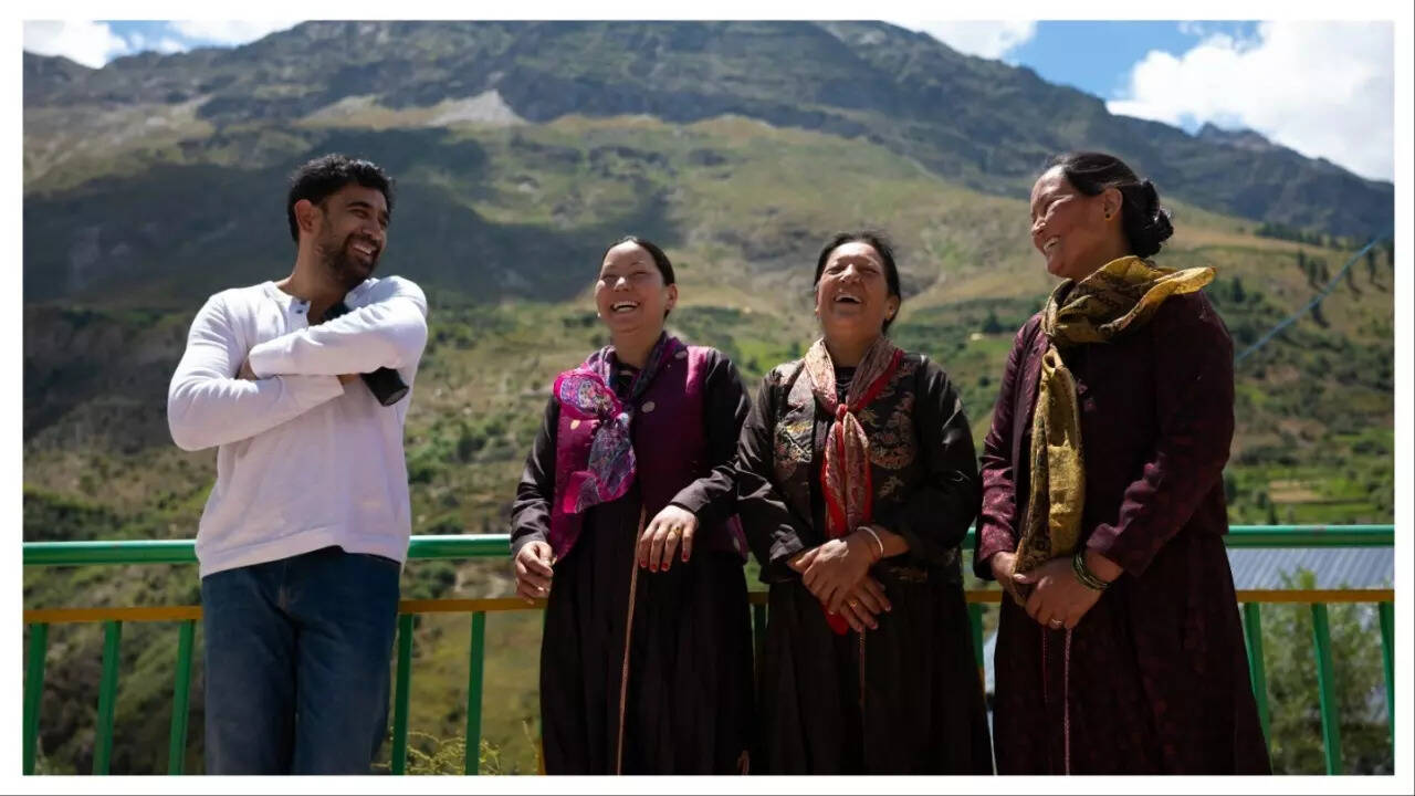 Amit with the locals