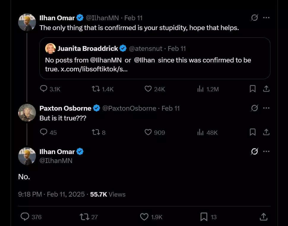 Ilhan Omar reacts to claims