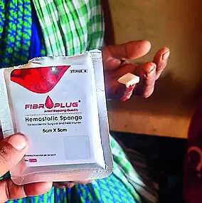 Pic shows FIBROPLUG in use at a hospital.