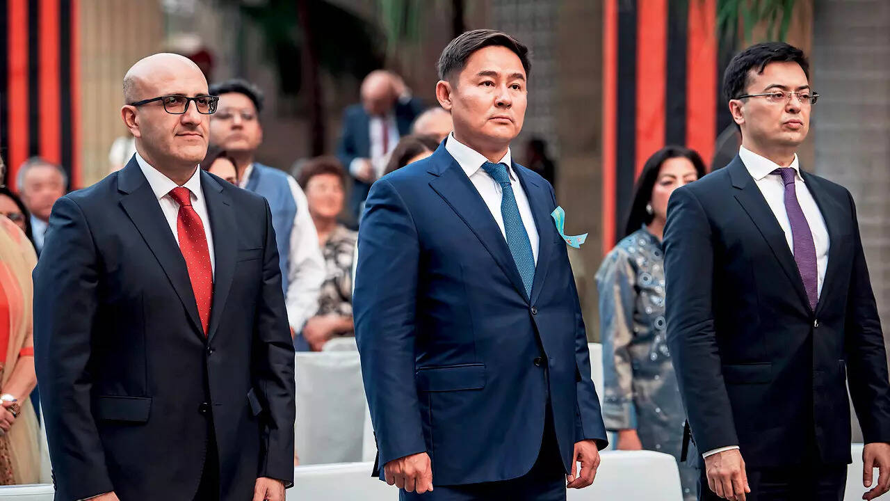 Elchin Huseynli, Ambassador of Azerbaijan, Azamat Yeskarayev, Ambassador- Designate of Kazakhstan and Sardor Rustambaev, Ambassador of Uzbekistan