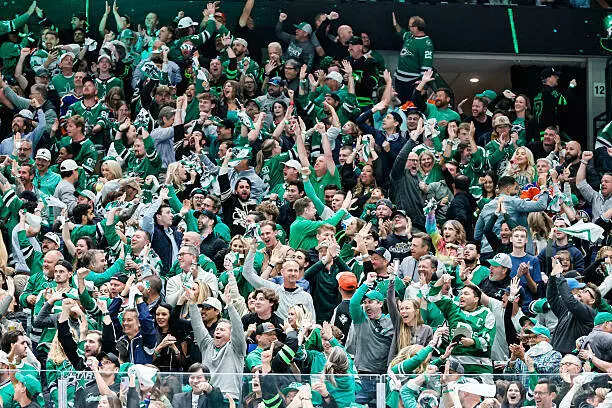 The fans celebrate a goal during game one