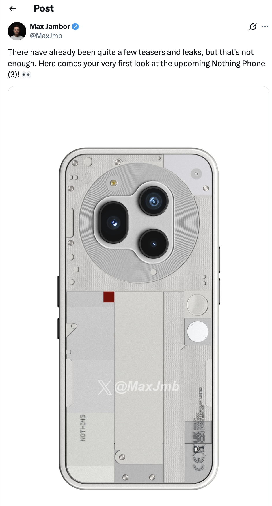 Nothing Phone 3 alleged render