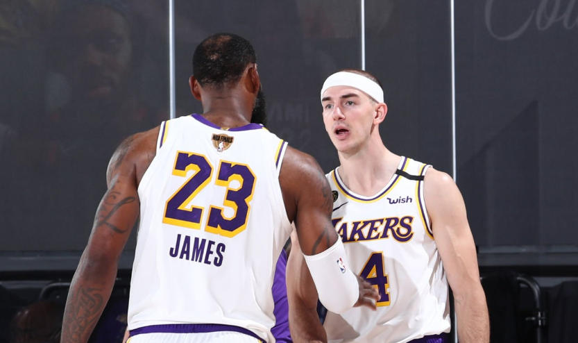 LeBron James and Alex Caruso in Los Angeles Lakers
