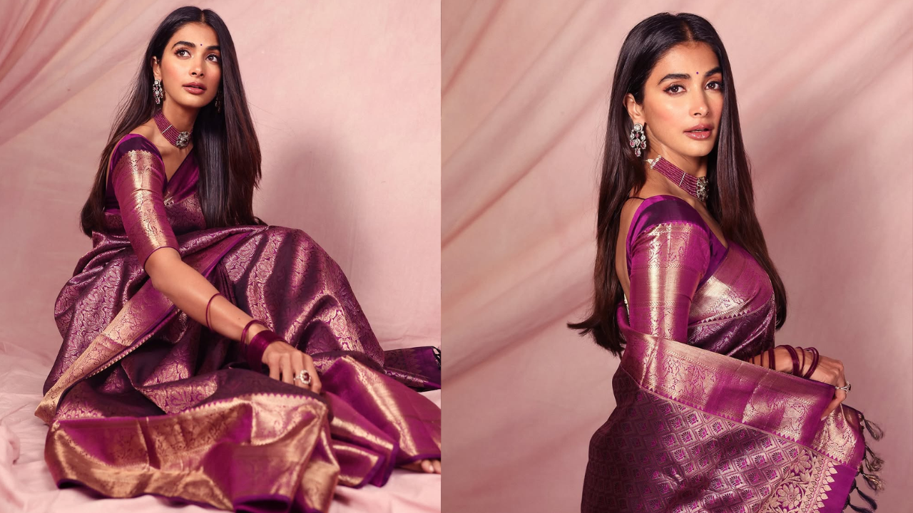 Pooja Hegde exudes traditional glam in purple