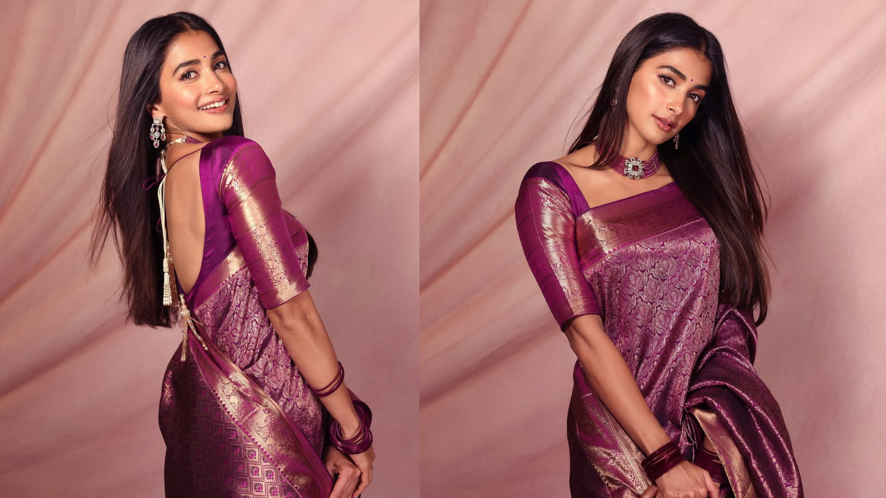 Pooja Hegde in Kanjeevaram saree