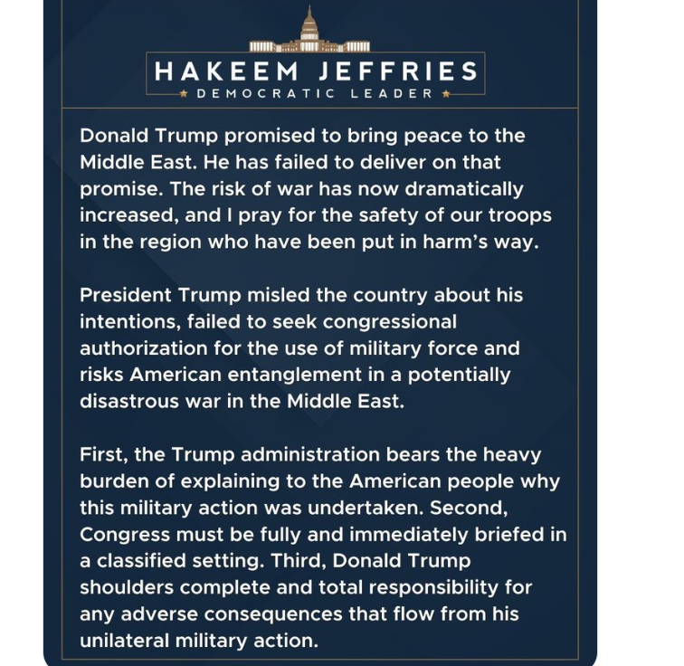 Hakeem Jeffries statement