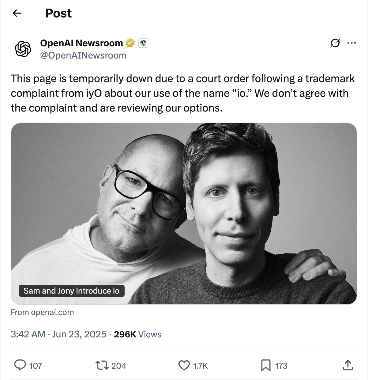 A screenshot of X post
