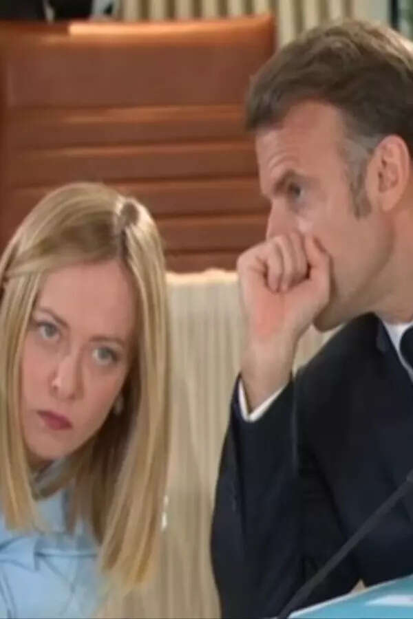 Giorgia Meloni and Emmanuel Macron's whispering moment goes viral