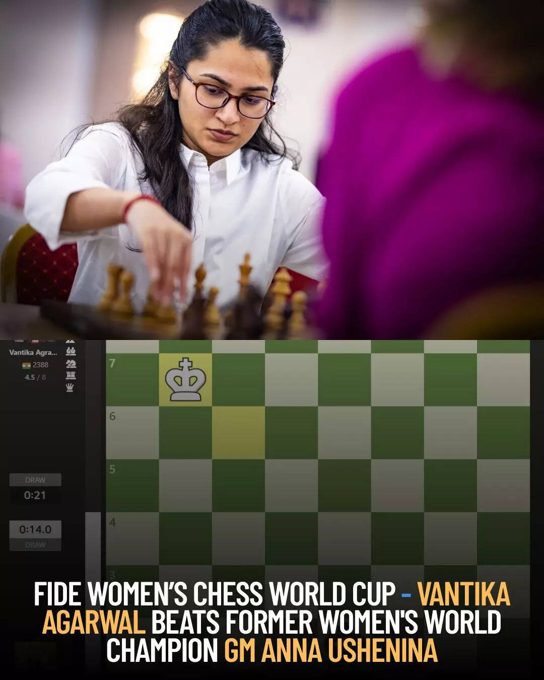 Vantika Agrawal stuns former world champion