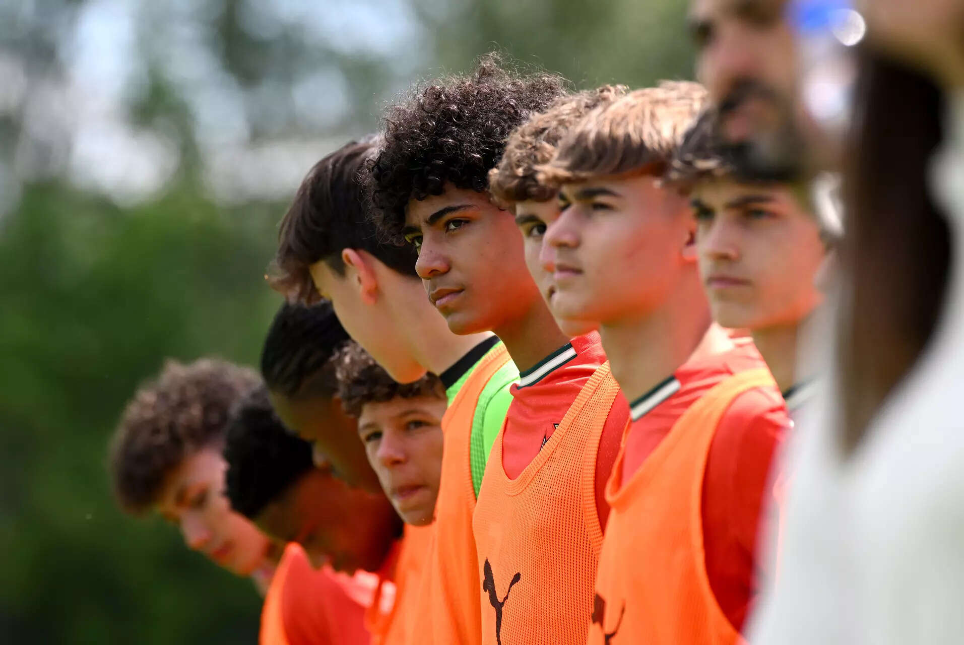 Cristiano Ronaldo Jr of Portugal (C) looks on prior to the Men's U15 International match between Portugal and Japan as part of the Vlatko Markovic tournament at Stadium Sveti Martin na Muri on May 13, 2025 in Zagreb, Croatia. (Image by Jurij Kodrun/Getty Images) Portugal v Japan - Men's U15 International