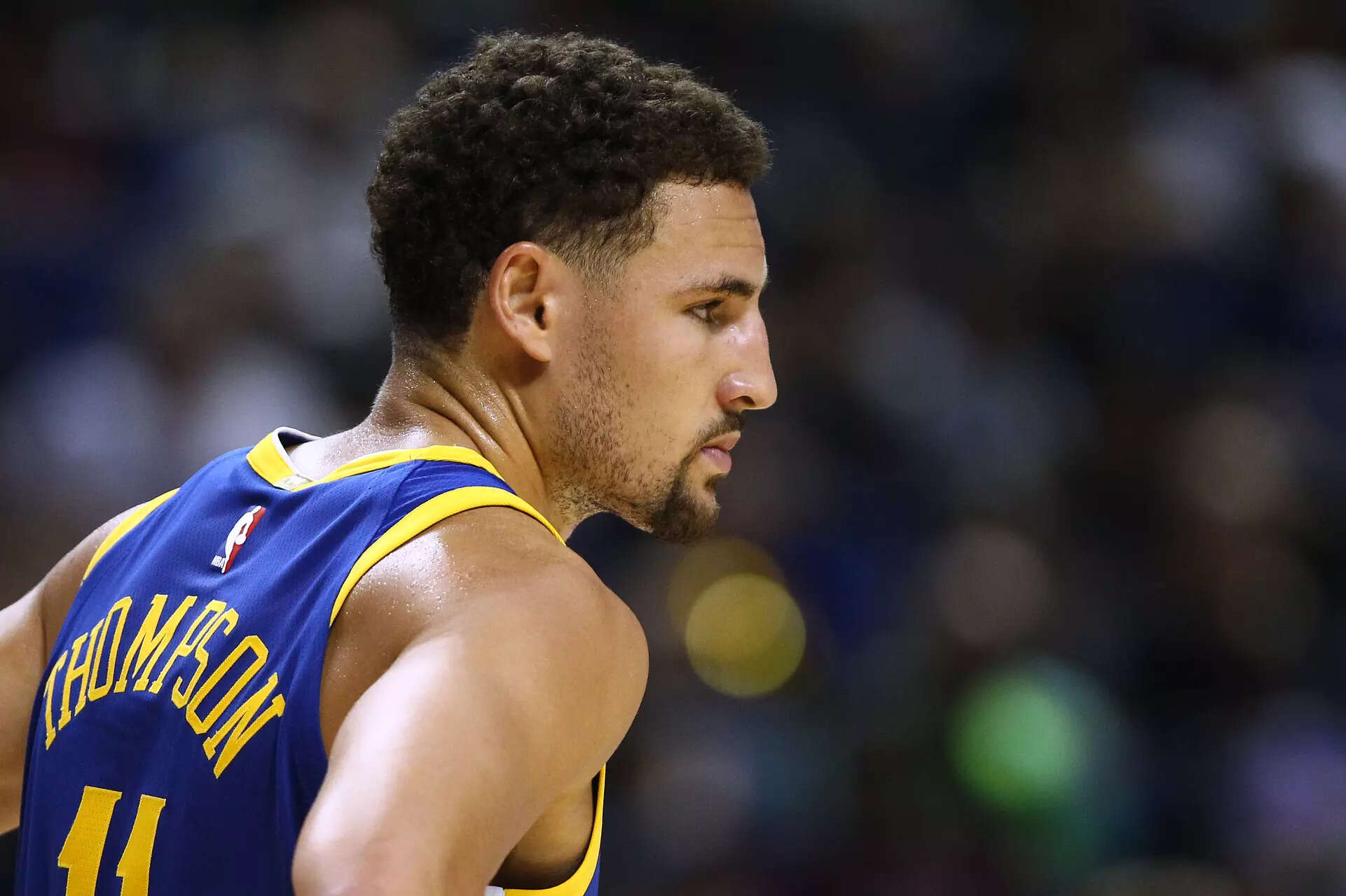 Klay Thompson playing for the Golden State Warriors